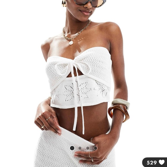 Elegant White Knit Skirt Set - Picture 1 of 7